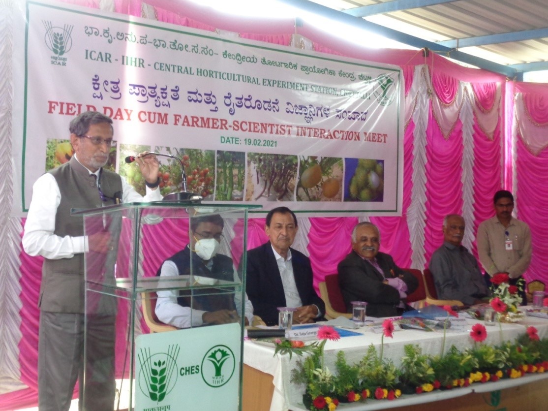 Field Day cum Farmer-Scientist Interaction Meet was organized at CHES (ICAR-IIHR), Chettalli on 19th February, 2021