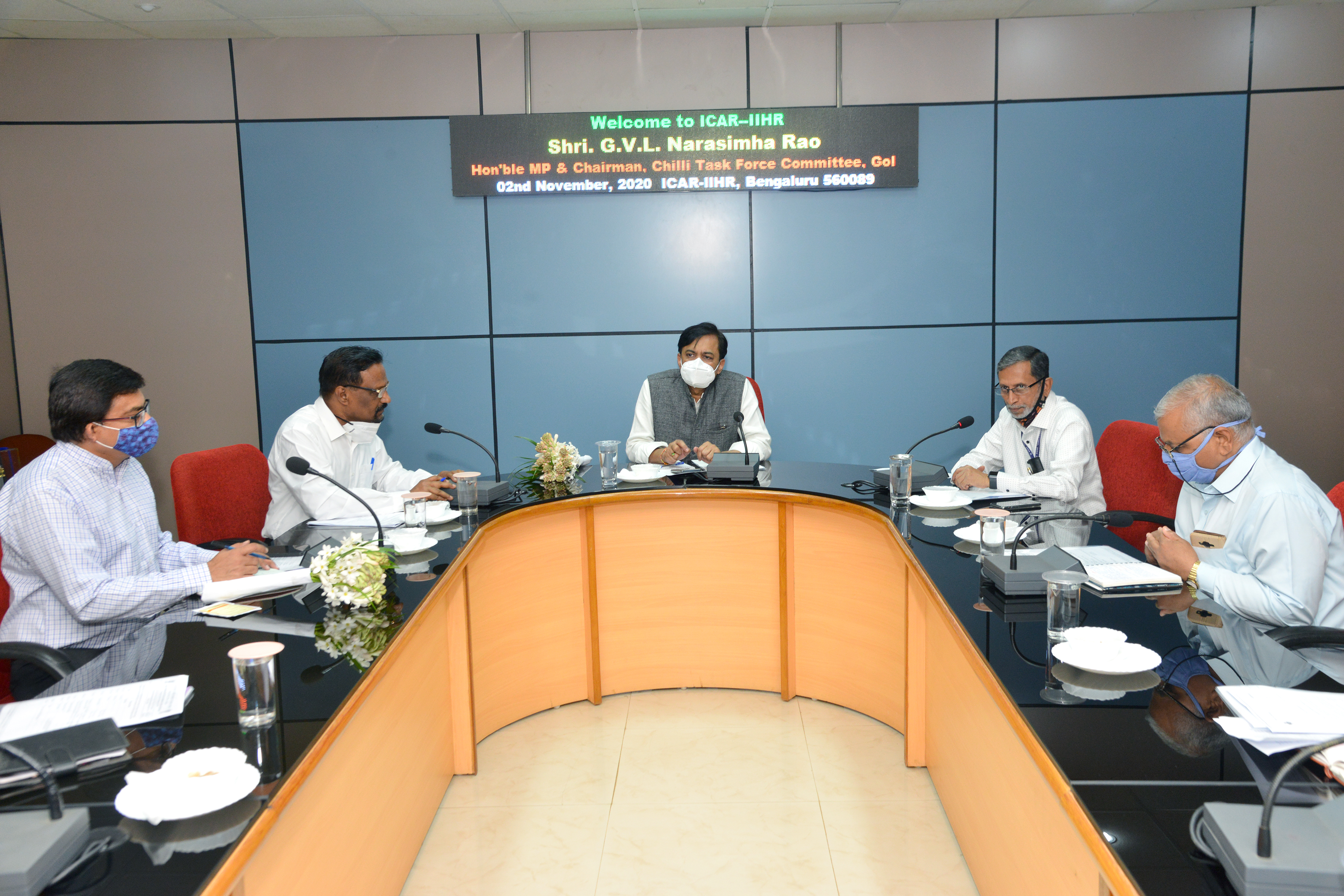 Visit of Sri. G.V.L. Narasimha Rao, Hon’ble Member of Parliament (Rajya Sabha); Member, Spices Board and Chairman, Chilli Task Force Committee, to ICAR-IIHR on 2nd November, 2020