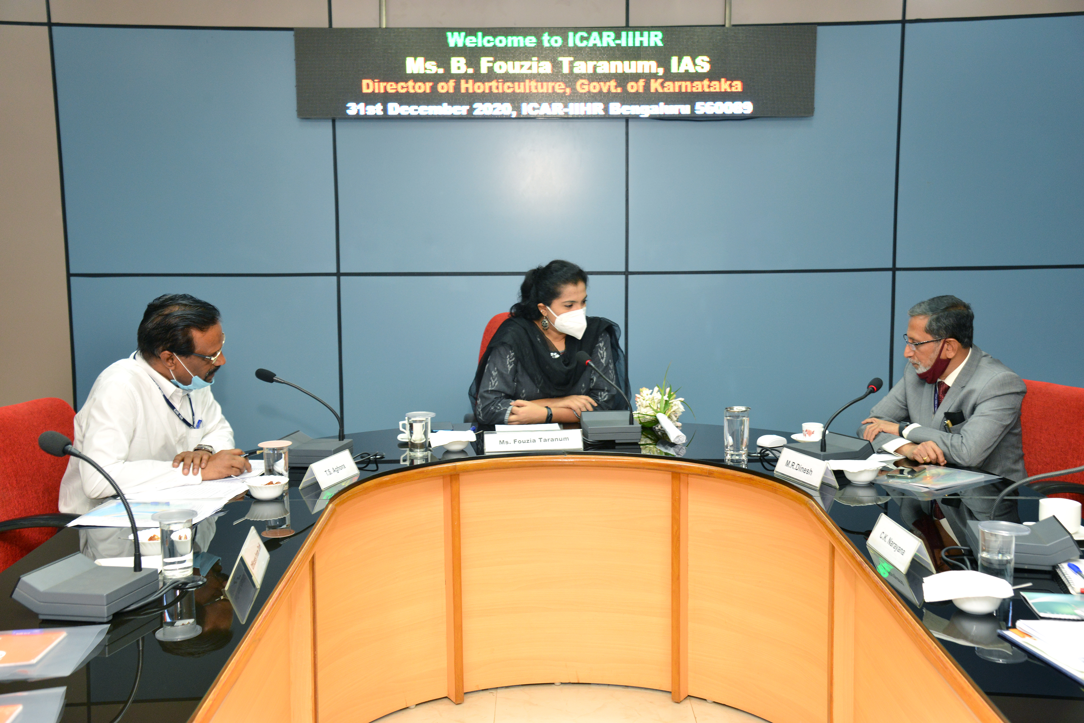 Visit of Ms. B. Fouzia Taranum, IAS, Director of Horticulture, Government of Karnataka on 31.12.2020 