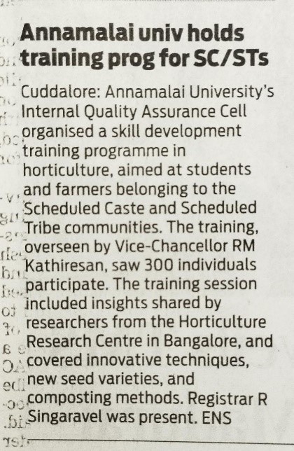 Capacity building programme organized at Annamalai University, Chidambaram under SCSP and TSP of ICAR-IIHR, Bengaluru
