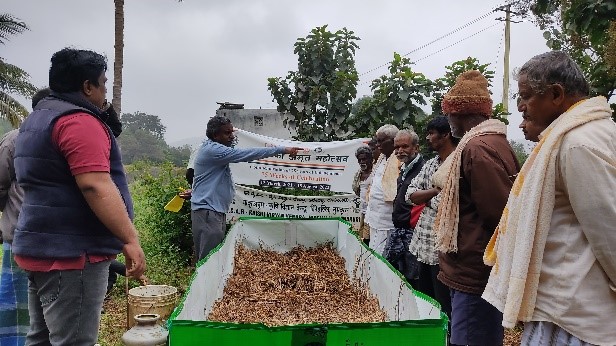 Composting of farm residue by Windrow method using Arka Decomposer