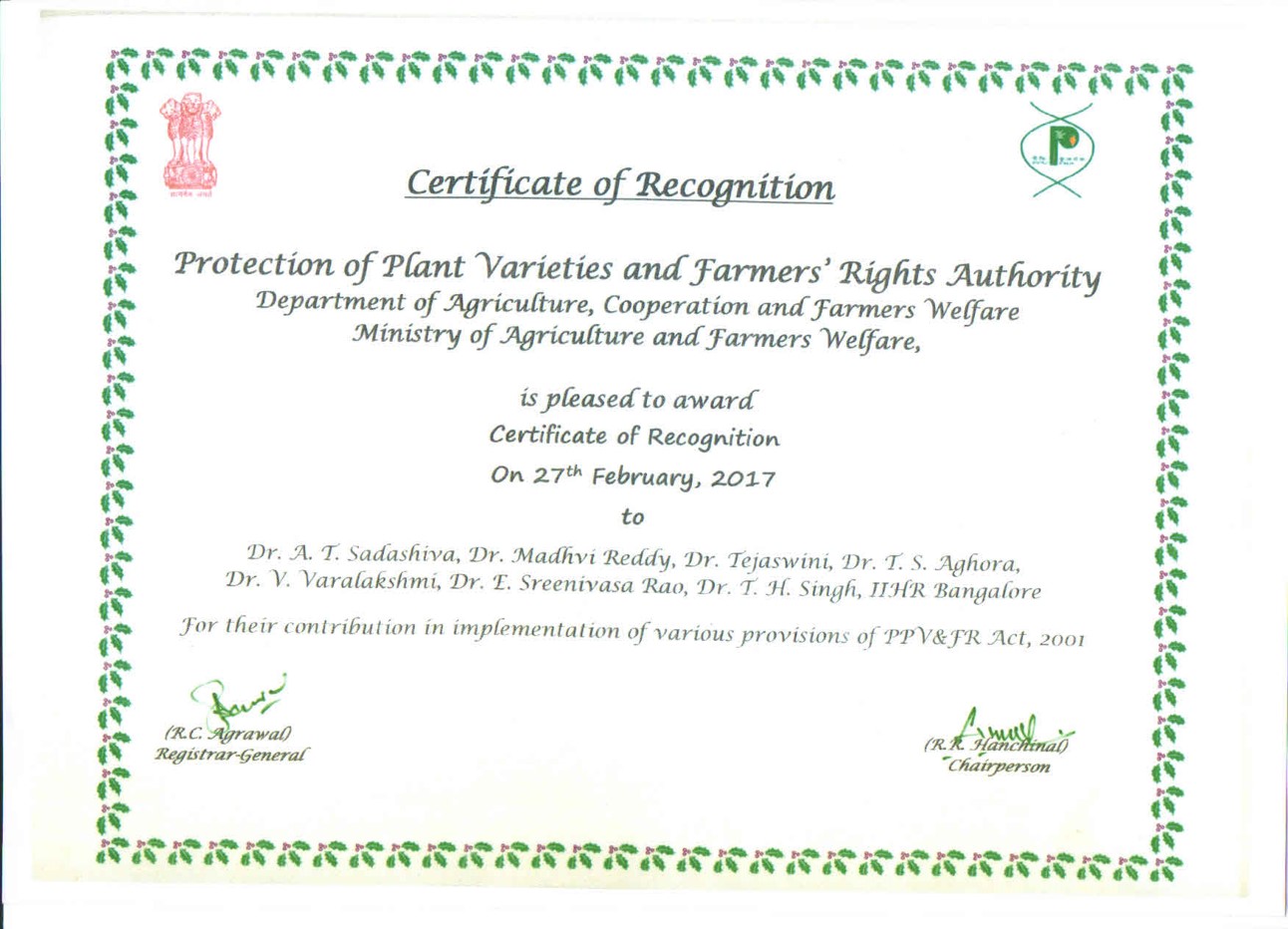 Contribution in implementation  of various provisions of PPV & TR Act 2001