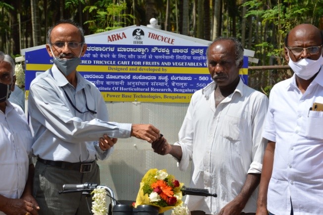 Distribution of Solar based Arka tricycle was arranged on 19th November 2020 at Dhandinswara, Turuvekere Taluk of Tumakuru District