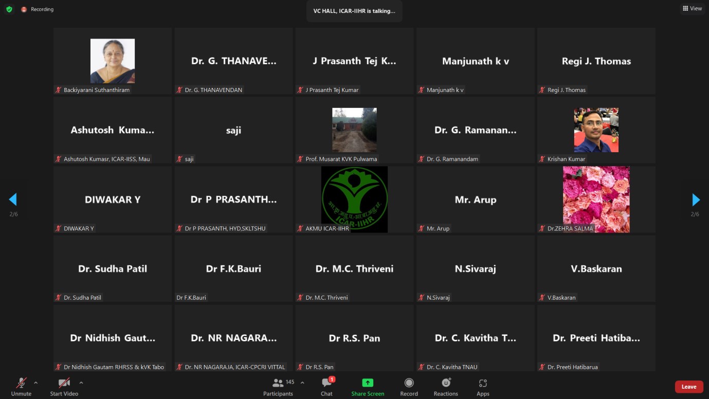 ICAR-IIHR Organized the Online Awareness Programme on “Germplasm Registration in Horticultural Crops”