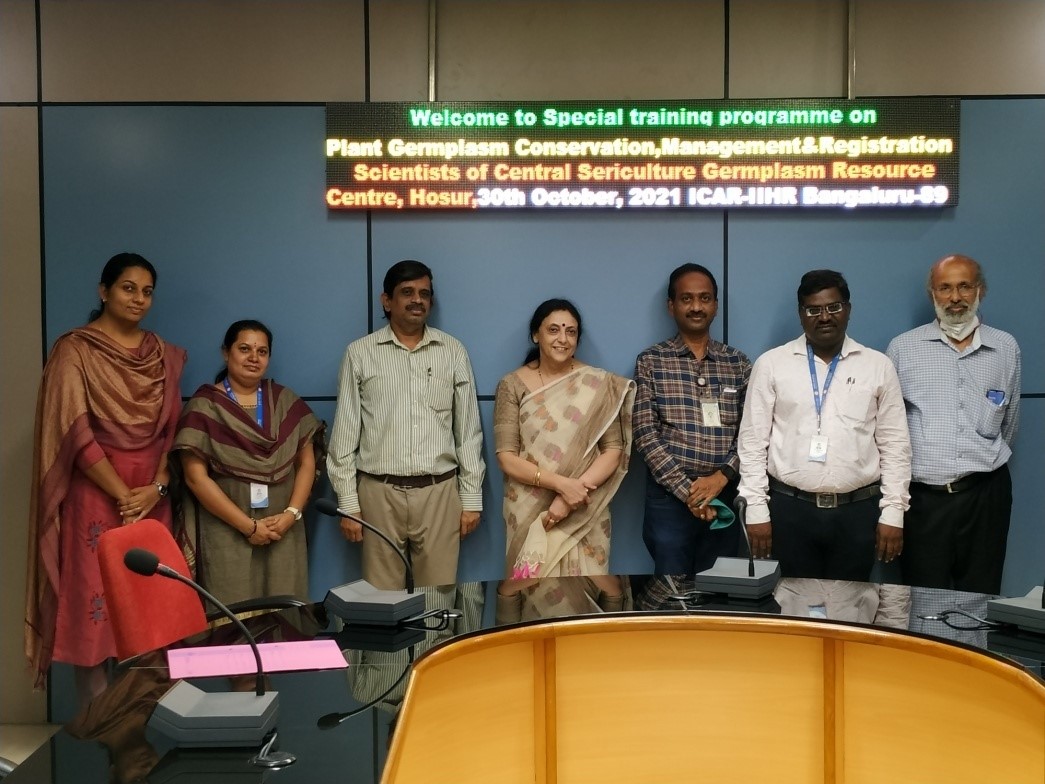 Special training programmeon “Plant Germplasm Conservation, Management and Registration”for the Scientists of Central Sericulture Genetic Resource Centre (CSGRC), Hosur  from 28th to 30th October , 2021