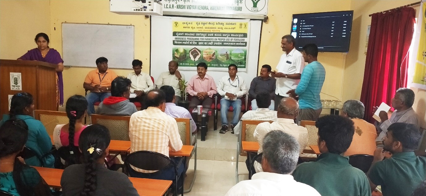 Awareness programme for farmers on proper use of fertilizer at KVK Hirehalli on 22nd October 2019