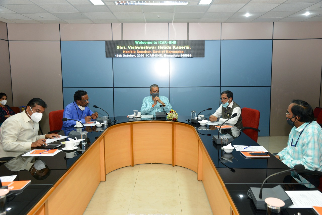 Visit of Shri. Vishveshwara Hegde Kageri, Hon’ble Speaker, Vidhana Sabha, Govt. of Karnataka to ICAR-IIHR, Bengaluru on 16.10.2020