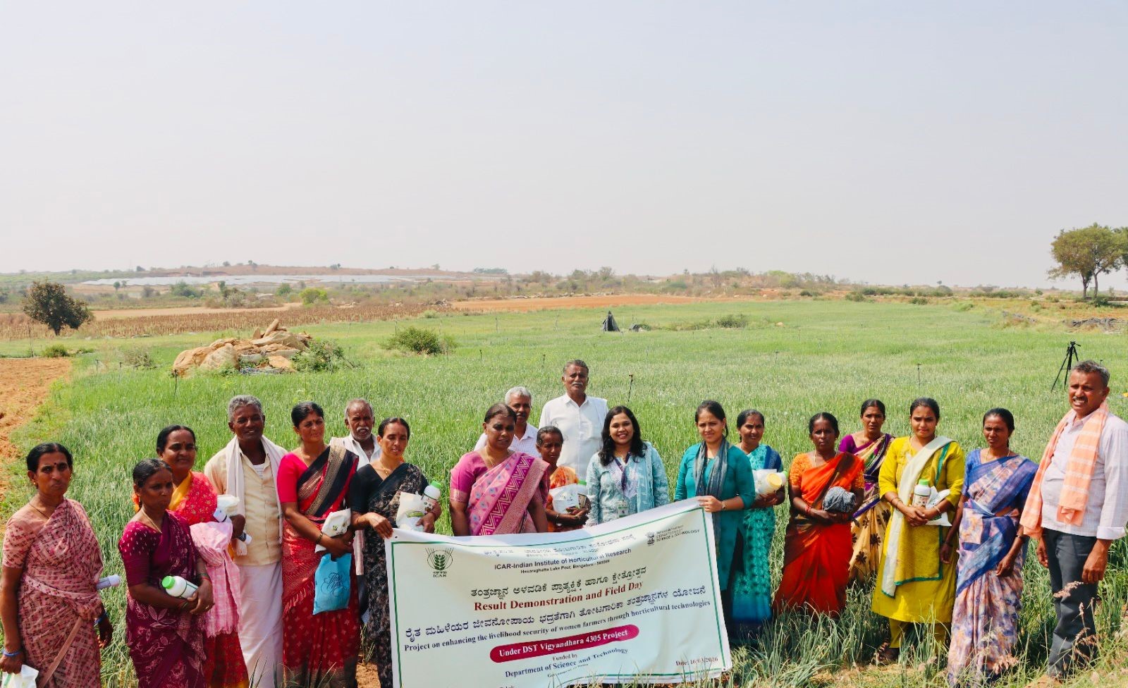 Demonstration of Arka onion seeder to women farmers at Byrappanahalli Village