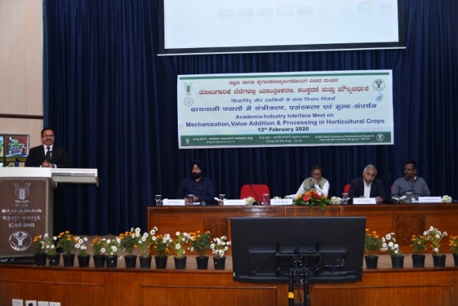 ICAR-IIHR, Bengaluru organized Academia-Industry interface meet on Mechanization, Value Addition and Processing in Horticultural Crops