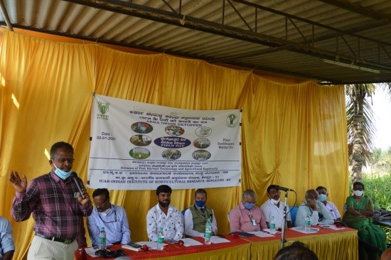 Field day on “Arka Onion detopper” at Bachikoppalu village, Nagamangala (Tk.), Mandya (Dt.), Karnataka on 02.01.2021