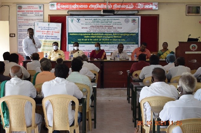 Training cum Demonstration on “Machinery and Technology for Onion Cultivation and Processing” at  KVKs of Ghandhigram, Namakkal and Salem, Tamil Nadu 26, 27 & 28th October,2021