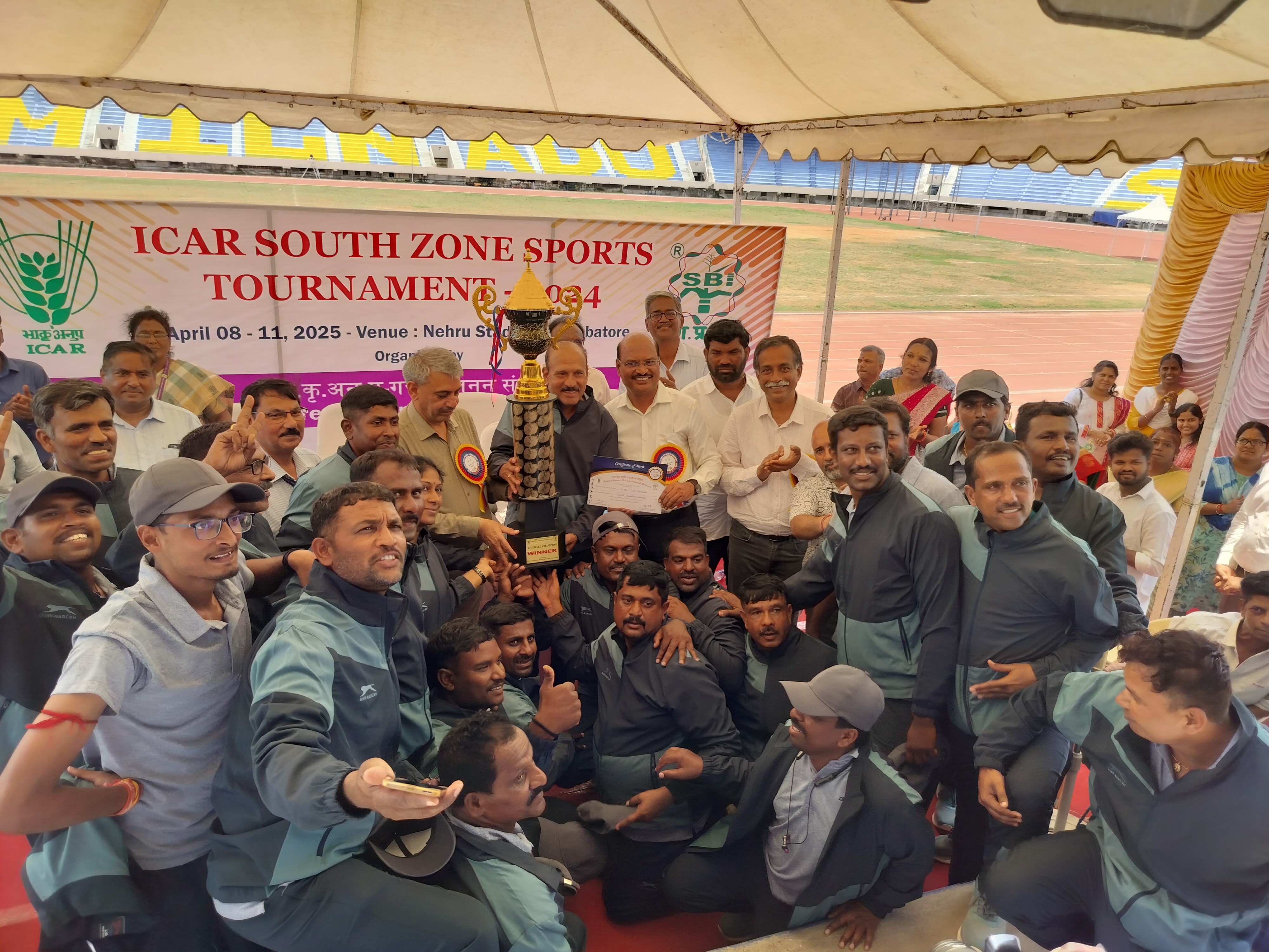ICAR-IIHR, Bengaluru bagged ‘Overall Championship’ consecutively third time in ICAR-Zonal Sports Tournament held at ICAR-SBI, Coimbatore  from 8-04-2025 to 11-04-2025